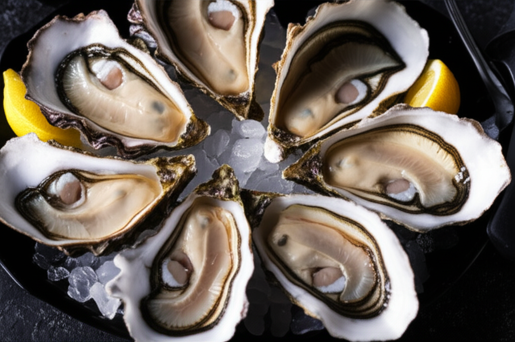Fresh oysters on ice