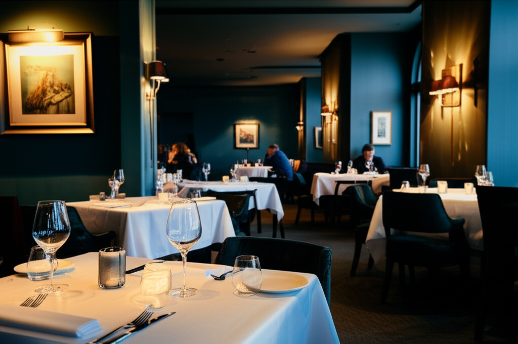 Moody restaurant interior background